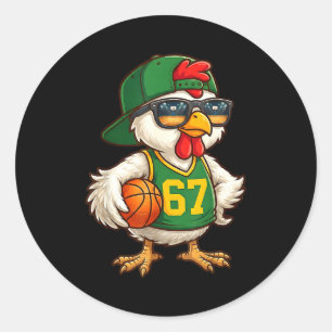 Chicken Basketball 67 Gen Alpha Slang Srts Men Boy Classic Round Sticker