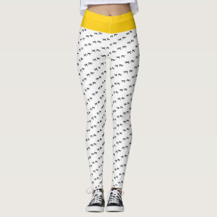Chicken Be Crazy! Funky Black & White & Yellow Pop Leggings