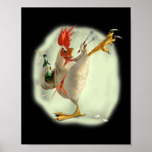 Chicken Beer Karate Kick Cool Chicken Funny Chicke Poster