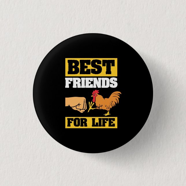 Chicken Best Friends For Life 3 Cm Round Badge (Front)