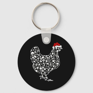 Chicken Bird Lover Xmas Holiday Santa Chicken Chri Key Ring