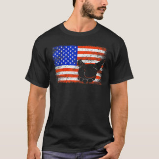 Chicken Bird Vintage American Flag Chicken 4th Of  T-Shirt