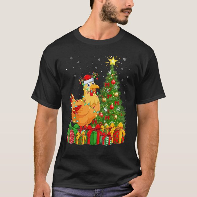 Chicken Bird   Xmas Holiday Santa Chicken Christma T-Shirt (Front)