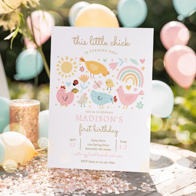 Chicken Birthday Little Chick Spring Farm Party Invitation (Creator Uploaded)