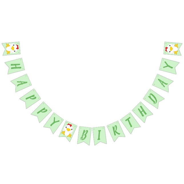 Chicken Birthday Party Green Bunting (All)