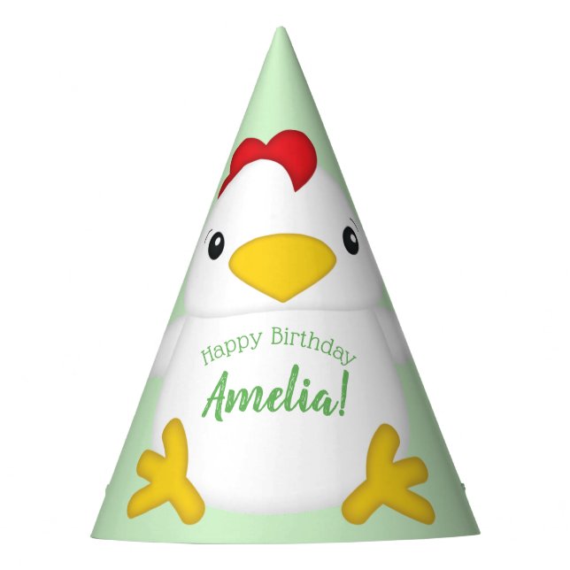 Chicken Birthday Party Green Hat (Front)