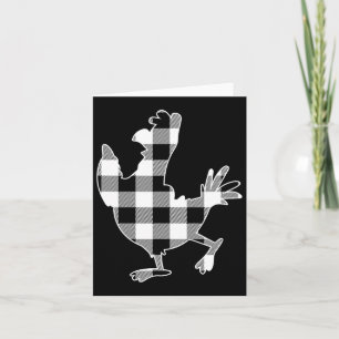 Chicken Black & White Buffalo Plaid Merry Chri Card