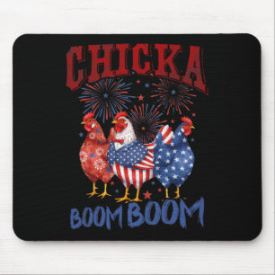 Chicken Boom Boom Funny Patriotic Chicka 4th Of Ju Mouse Mat