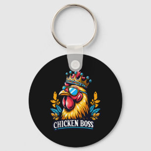 Chicken Boss With Crown Key Ring