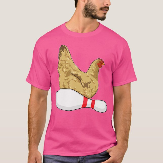 Chicken Bowling Bowling Pin Sports T-Shirt (Front)