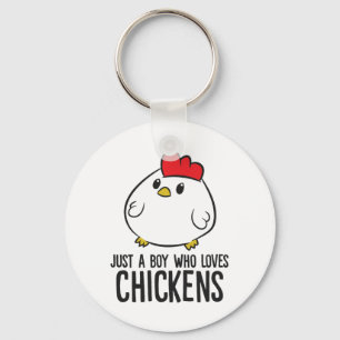 Chicken Boy Just a Boy Who Loves Chickens Key Ring