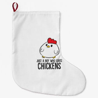 Chicken Boy Just a Boy Who Loves Chickens Large Christmas Stocking