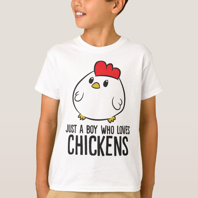 Chicken Boy Just a Boy Who Loves Chickens T-Shirt (Front)