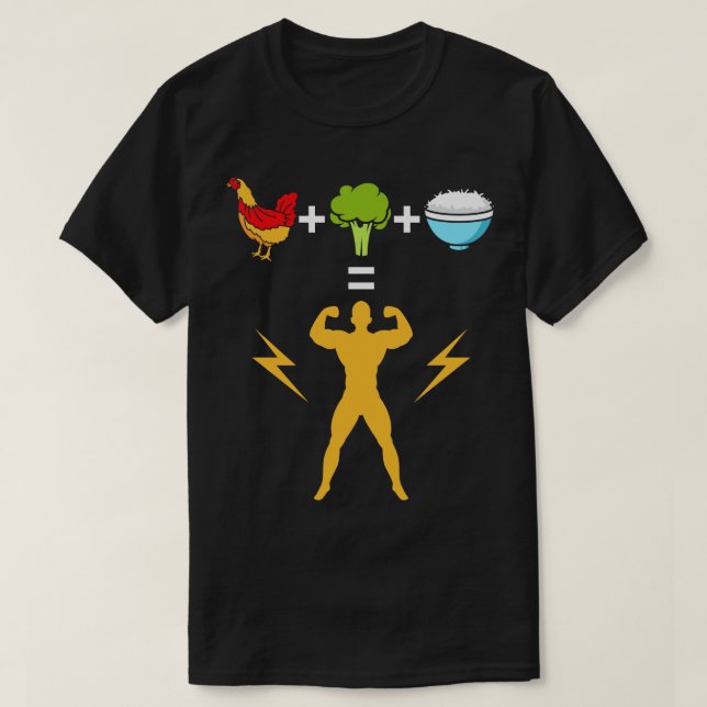 Chicken Broccoli and Rice bodybuilder T-Shirt (Design Front)