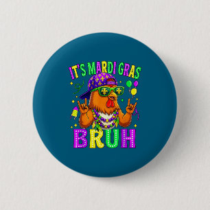 Chicken bruh mardi gras boys girls kids carnival 6 cm round badge