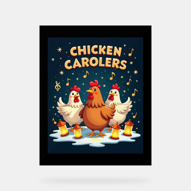 Chicken Carolers Acrylic Sign (Front)