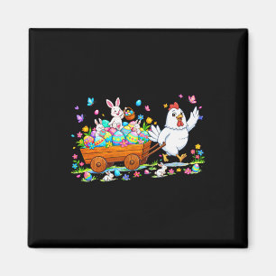Chicken Carrying Bunnies Easter Chocolate Eggs Col Magnet