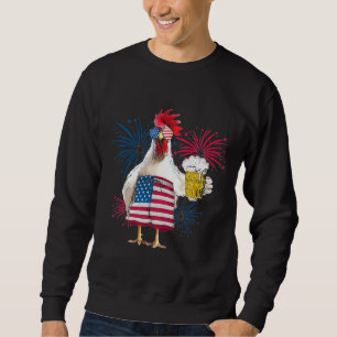 Chicken Cheer Beer American Flag   Sweatshirt