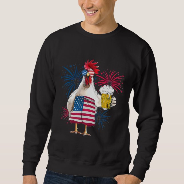 Chicken Cheer Beer American Flag   Sweatshirt (Front)