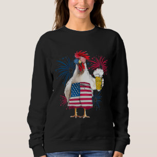 Chicken Cheer Beer American Flag Sweatshirt