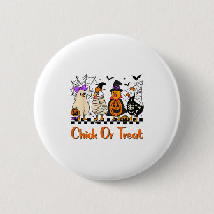 Chicken Chick Or Treat Funny Halloween Costume Far 6 Cm Round Badge