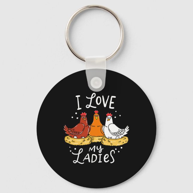 Chicken Chicks Eggs Farmer Funny Gift  Key Ring (Front)