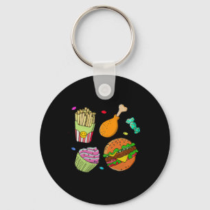 Chicken Chips Burger And Ice Cream Key Ring