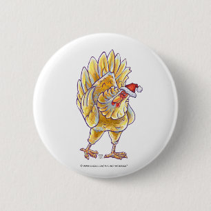 Chicken Christmas 6 Cm Round Badge