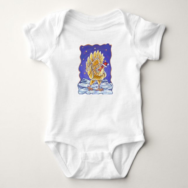 Chicken Christmas Baby Bodysuit (Front)