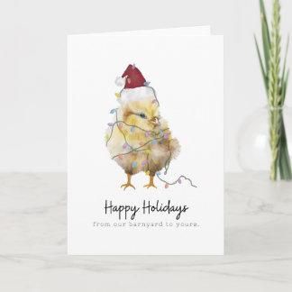 Chicken Christmas baby chick blank card