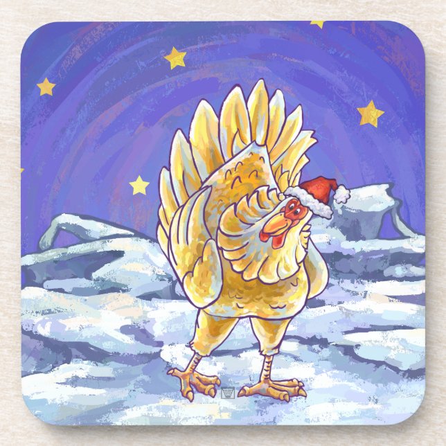 Chicken Christmas Coaster (Front)