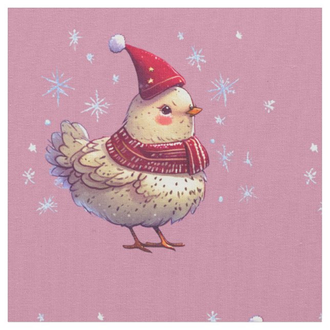 Chicken Christmas Fabric (Close Up)