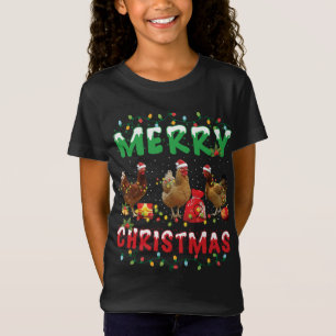 Chicken Christmas Fairy Lights Merry Xmas Chicken T-Shirt
