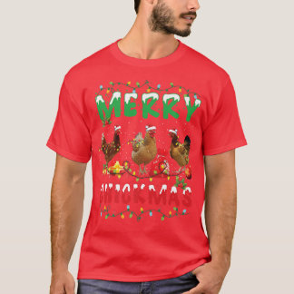 Chicken Christmas Fairy Lights Merry Xmas Chicken  T-Shirt