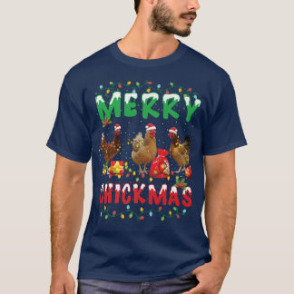 Chicken Christmas Fairy Lights Merry Xmas Chicken  T-Shirt