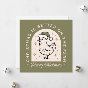 Chicken Christmas homestead farm cottagecore green Holiday Card