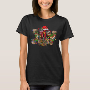 Chicken Christmas Joy Western Cowhide Buffalo Plai T-Shirt