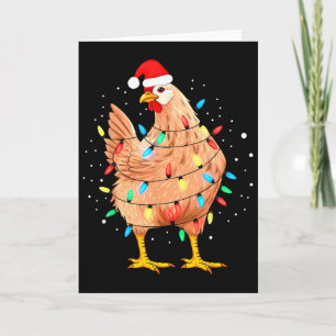 Chicken Christmas Lights Farm Animal Funny Xmas Me Card