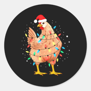 Chicken Christmas Lights Farm Animal Funny Xmas Me Classic Round Sticker