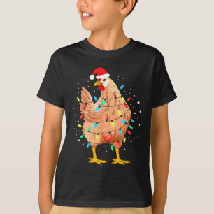 Chicken Christmas Lights Farm Animal Funny Xmas Me T-Shirt