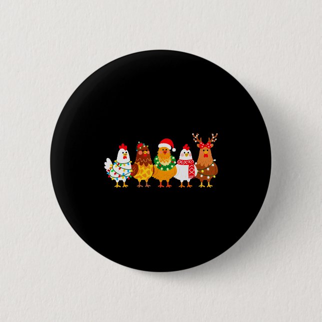 Chicken Christmas Lights Farm-girl Animal Lover Ro 6 Cm Round Badge (Front)