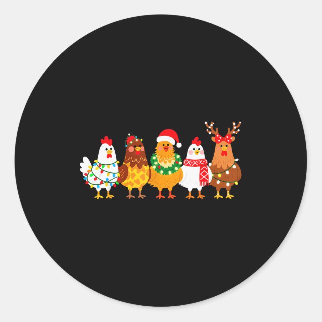 Chicken Christmas Lights Farm-girl Animal Lover Ro Classic Round Sticker (Front)