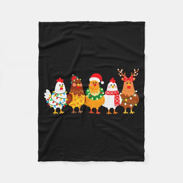Chicken Christmas Lights Farm-girl Animal Lover Ro Fleece Blanket (Front)