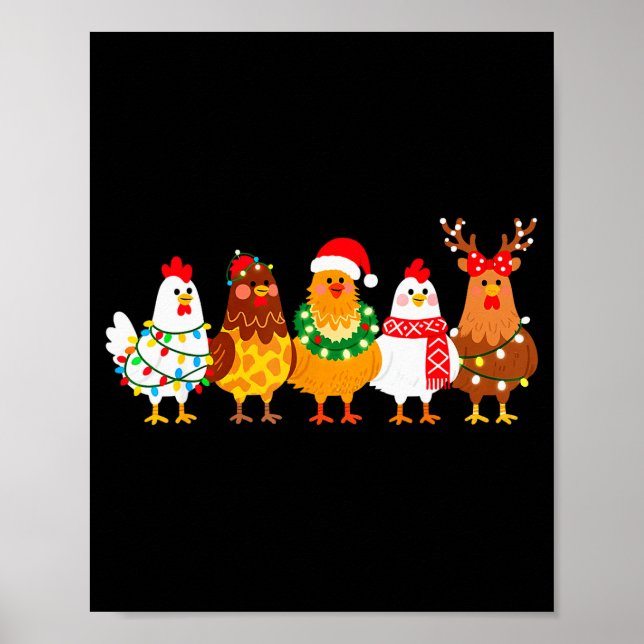 Chicken Christmas Lights Farm-girl Animal Lover Ro Poster (Front)