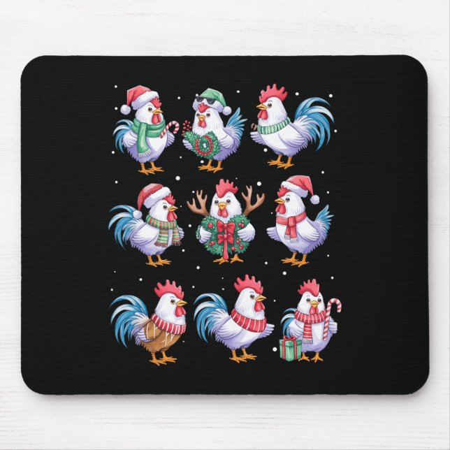 Chicken Christmas Lights Funny Chickens Lover Anim Mouse Mat (Front)