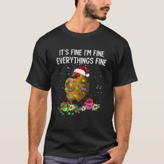 Chicken Christmas Lights I'm Fine Everything Is Fi T-Shirt