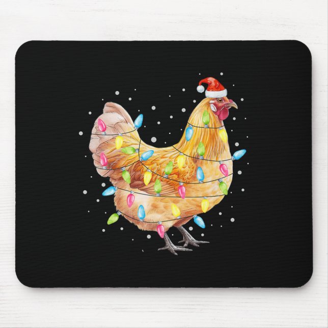 Chicken Christmas Lights Santa Hat Chicken Farm An Mouse Mat (Front)