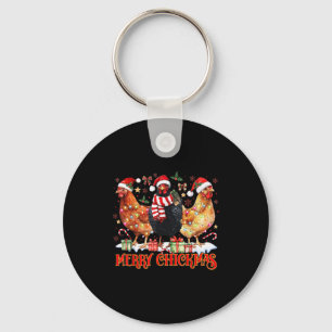 Chicken Christmas Merry Chickmas Santa Claus Hat F Key Ring