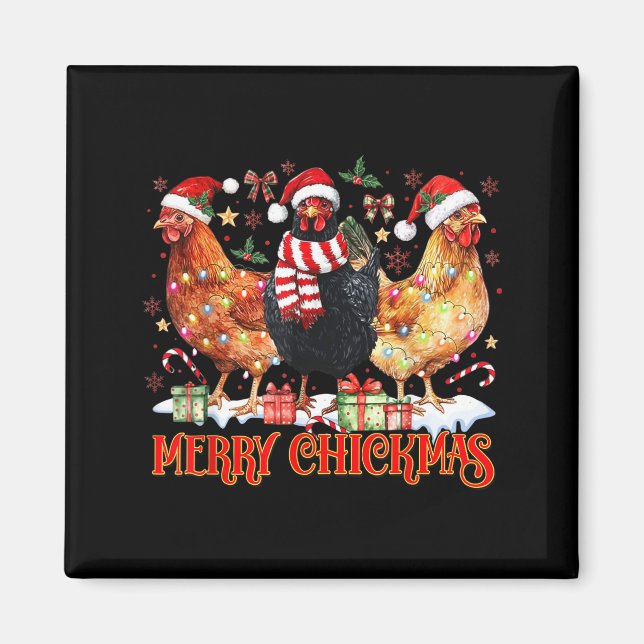 Chicken Christmas Merry Chickmas Santa Claus Hat F Magnet (Front)