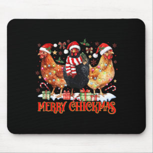 Chicken Christmas Merry Chickmas Santa Claus Hat F Mouse Mat